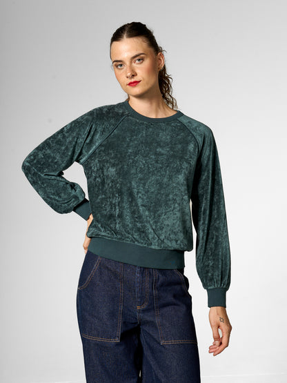 Velours-Pullover in Dunkelgrün von Mademoiselle YéYé