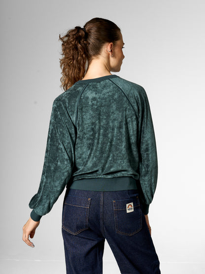 Velours-Pullover in Dunkelgrün von Mademoiselle YéYé