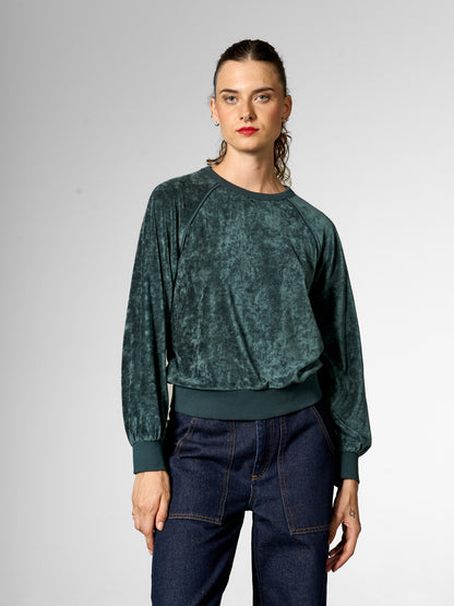 Velours-Pullover in Dunkelgrün von Mademoiselle YéYé