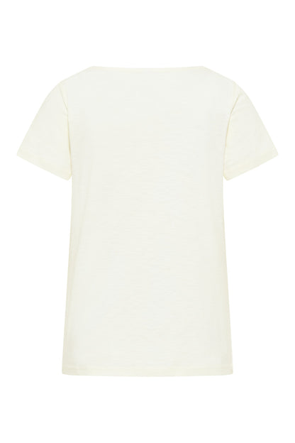 SALE: T-shirt V-Ausschnitt uni Crèmeweiss von Tranquillo