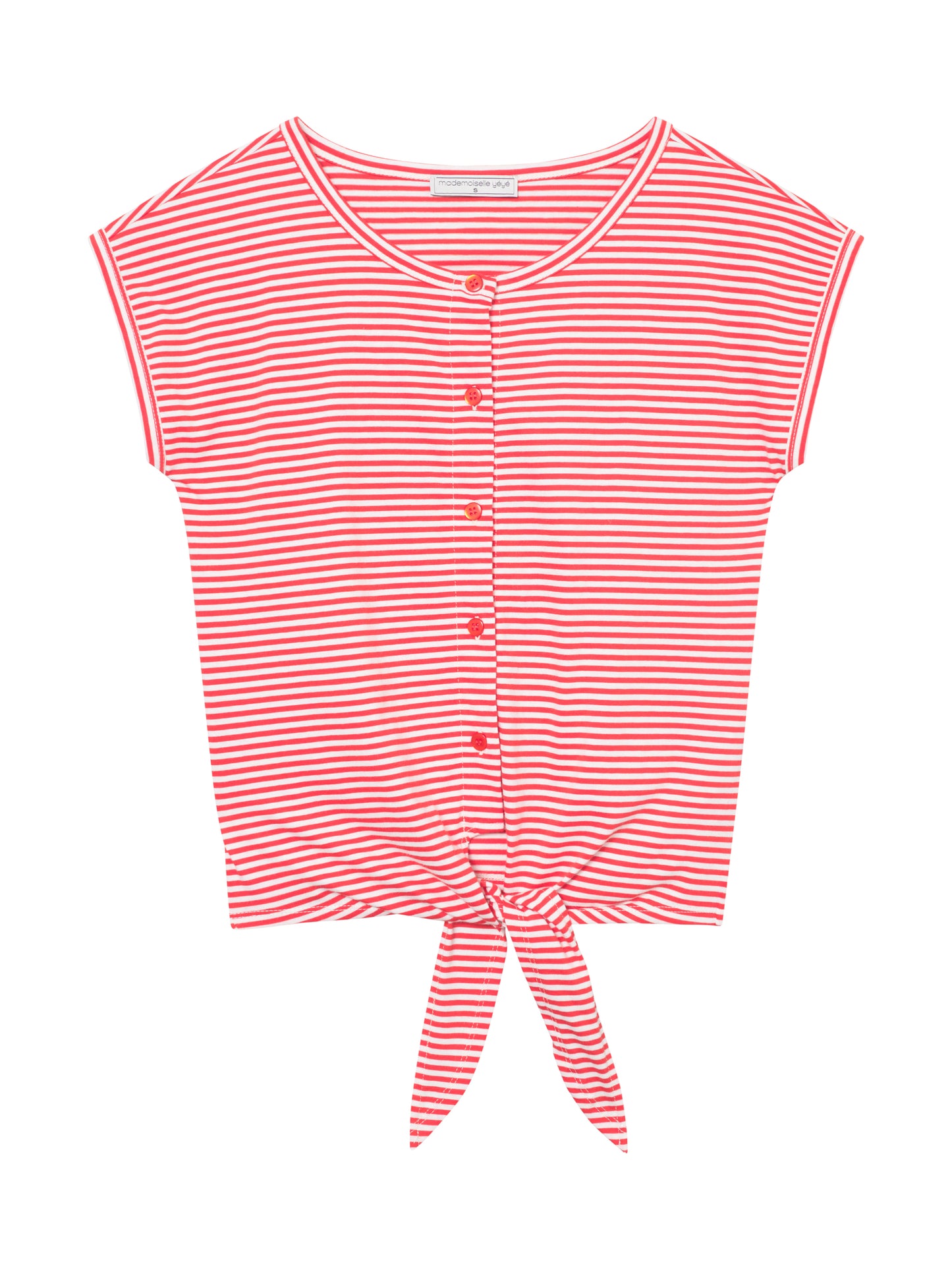 Knoten T-shirt gestreift rot/weiss