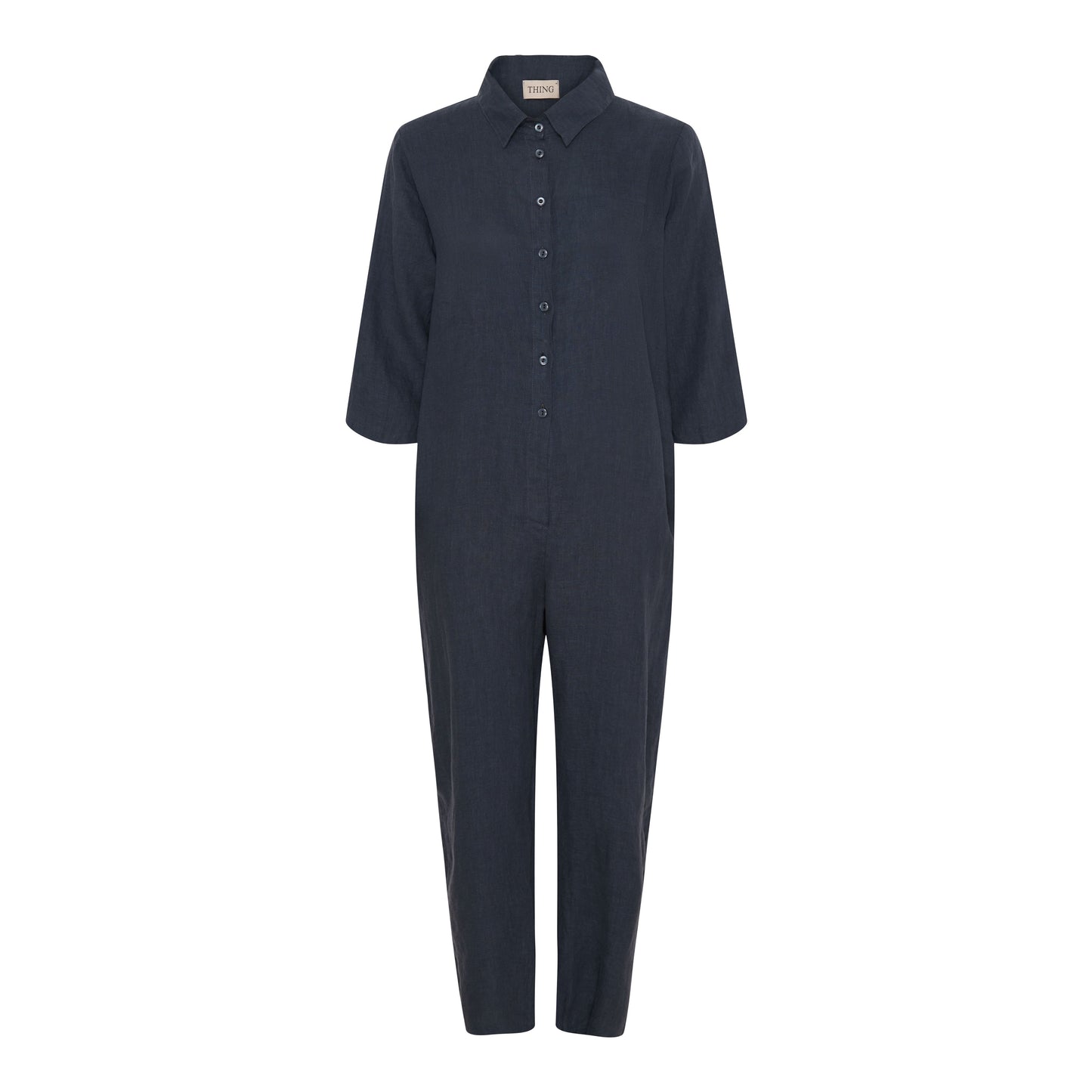 SALE: Leinen-Jumpsuit in Dunkelblau von Thing