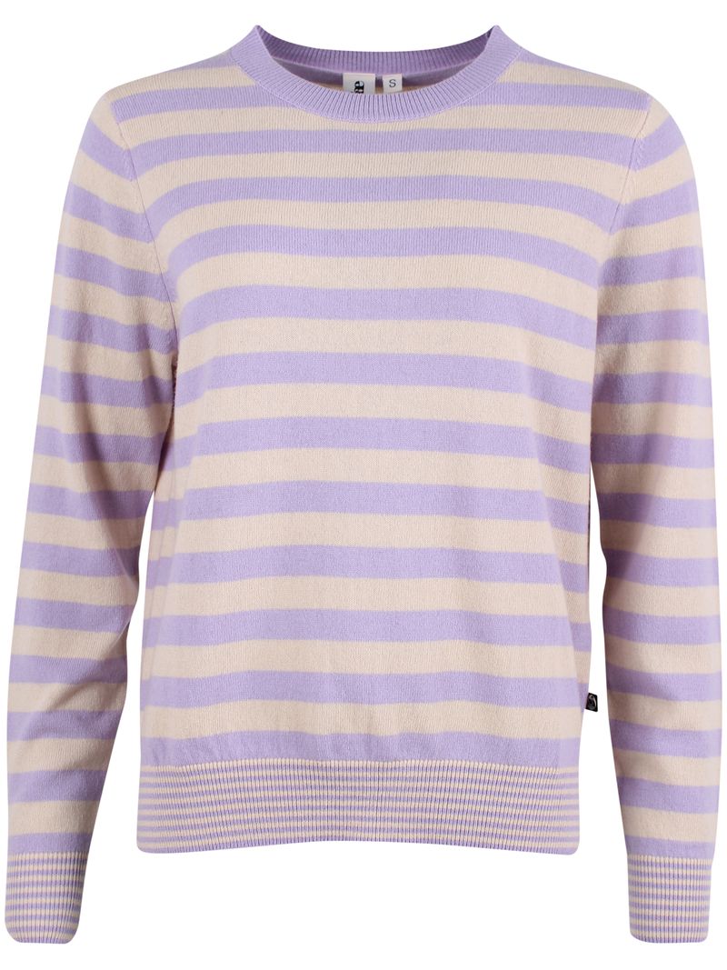 Woll-Pullover gestreift in Ice Lilac/Light Beige von Danefae