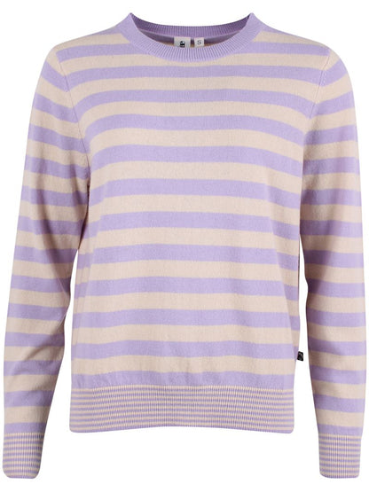 Woll-Pullover gestreift in Ice Lilac/Light Beige von Danefae
