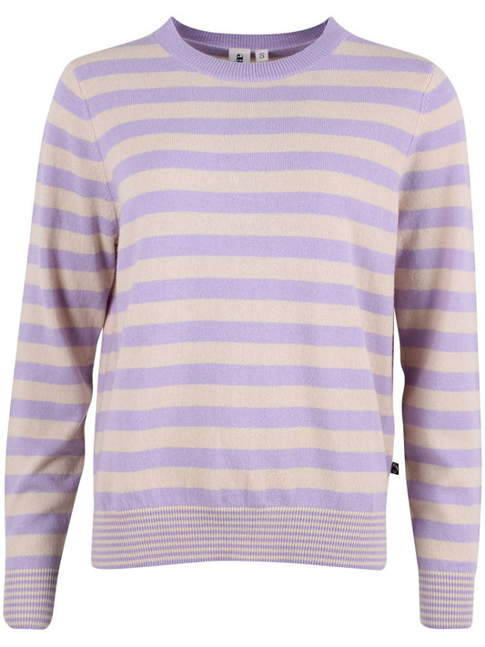 Woll-Pullover gestreift in Ice Lilac/Light Beige von Danefae