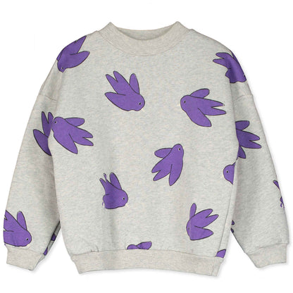 Sweatshirt Hellgrau mit violetten Vögel von Lötiekids