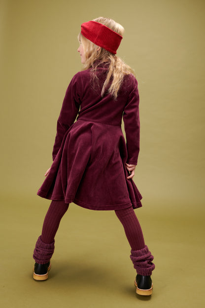 SALE: Velours-Kleid uni Grape Wine von Lily Balou