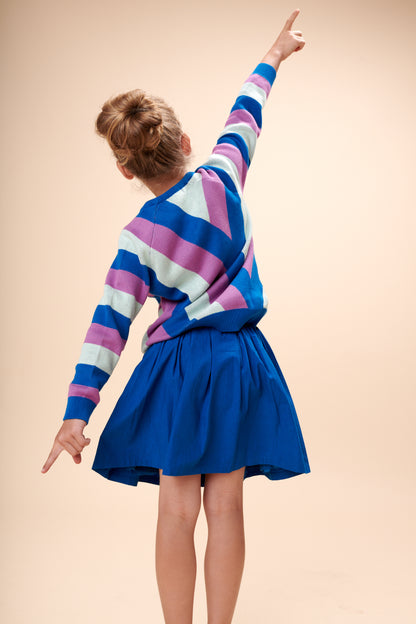 Pulli gestrickt geometrisch gemustert Blau/Rot von Lily Balou