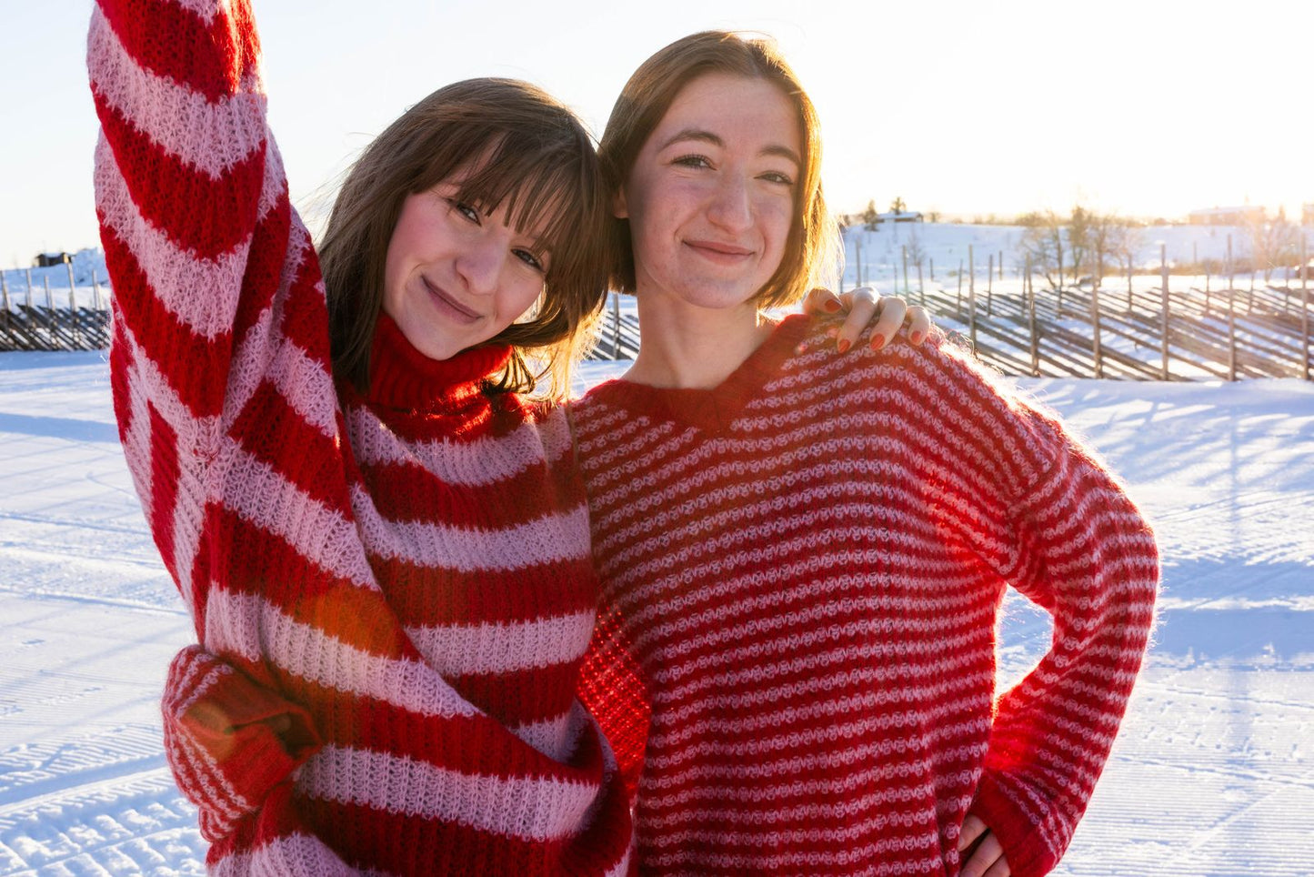 Wollpullover Rot/Rosa gestreift von Danefae