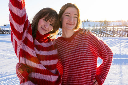 Wollpullover Rot/Rosa gestreift von Danefae