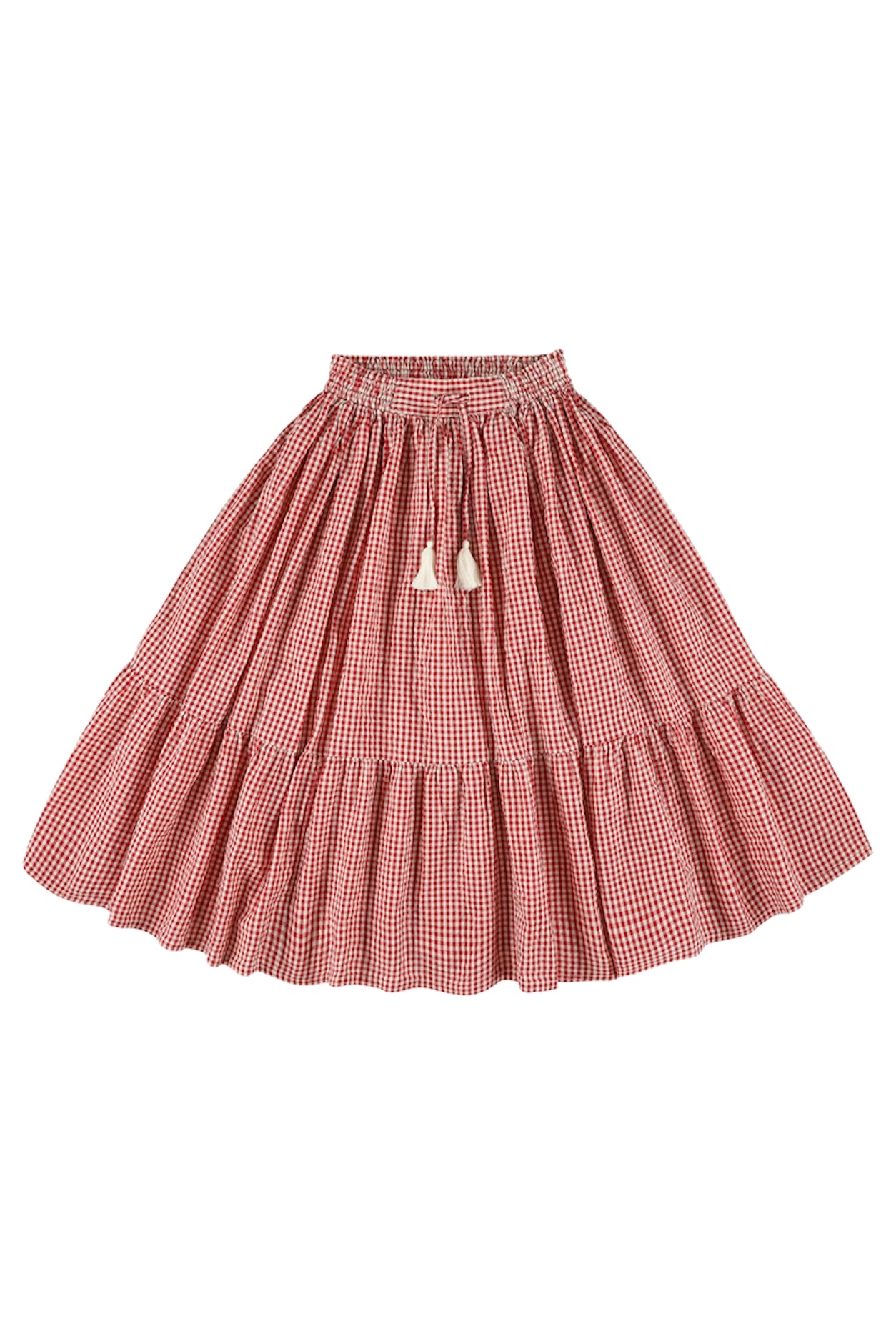 SALE: Langer Jupe kariert weiss/rot von Lily Balou