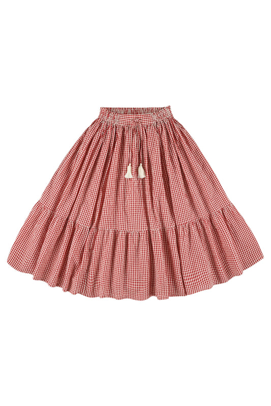 SALE: Langer Jupe kariert weiss/rot von Lily Balou