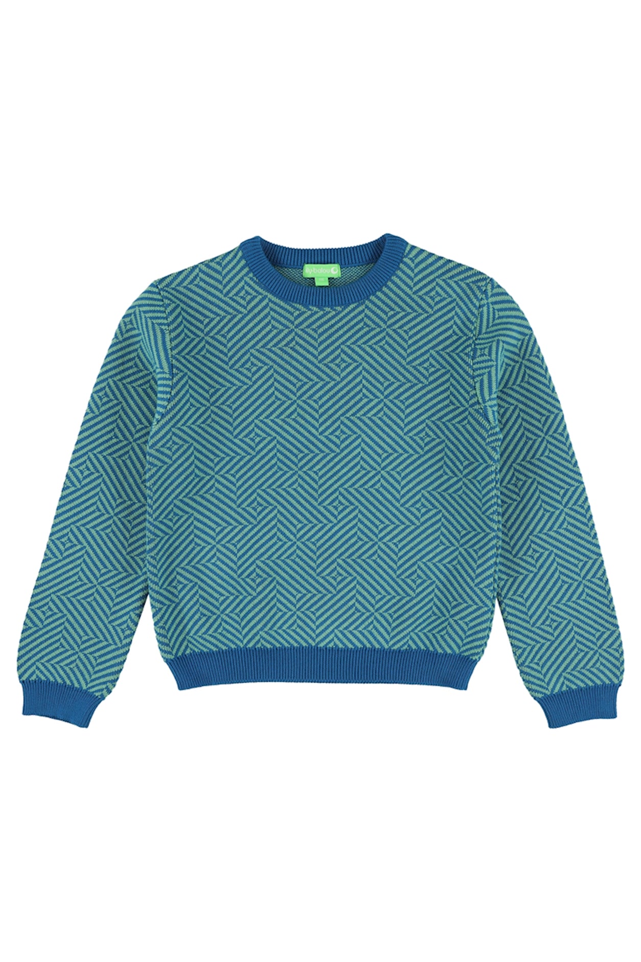 SALE: Gestrickter Pulli geometrisch in Mykonos Blue von Lily Balou