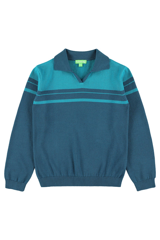 SALE: Polo-Pulli gestrickt in Morrocan Blue von Lily Balou