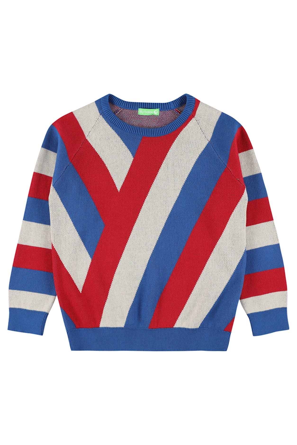 Pulli gestrickt geometrisch gemustert Blau/Rot von Lily Balou