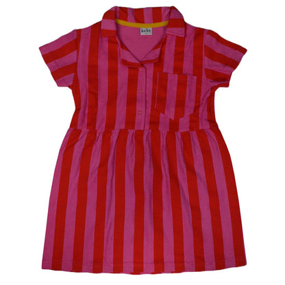 Frottée-Sommerkleid gestreift Rot/Rosa von Baba