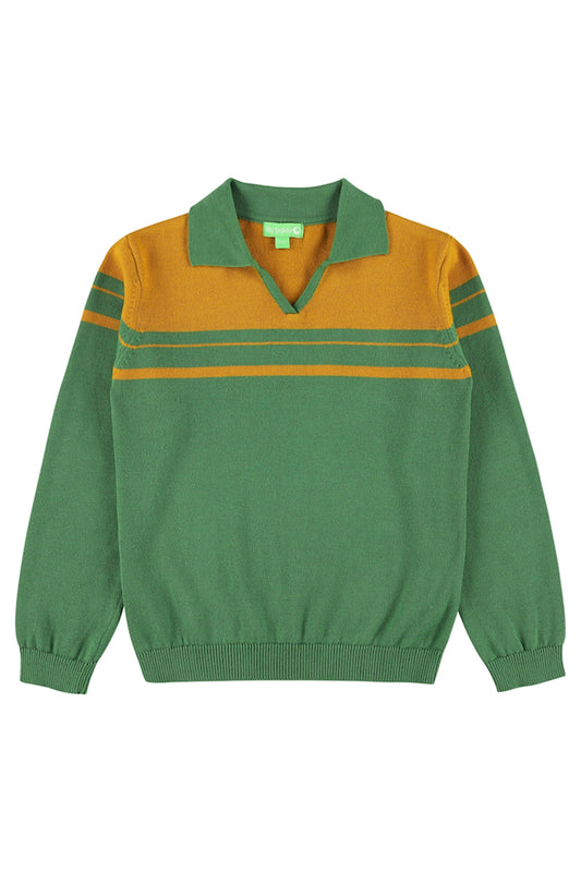 SALE: Polo-Pulli gestrickt in Grün/Inca Gold von Lily Balou