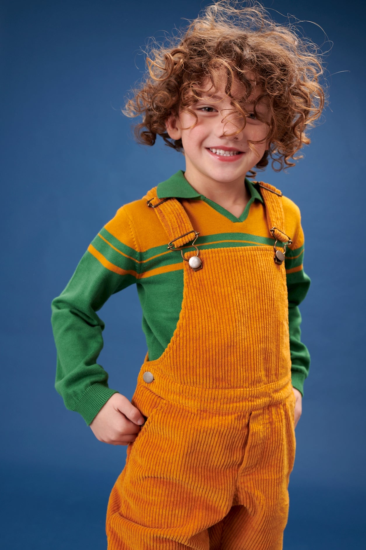 SALE: Polo-Pulli gestrickt in Grün/Inca Gold von Lily Balou