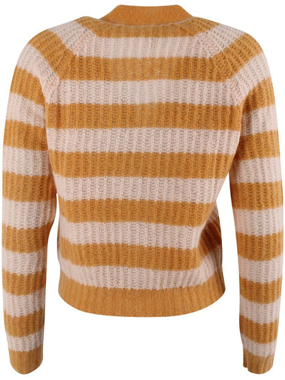 Woll-Cardigan in Nougat/Honig gestreift von Danefae