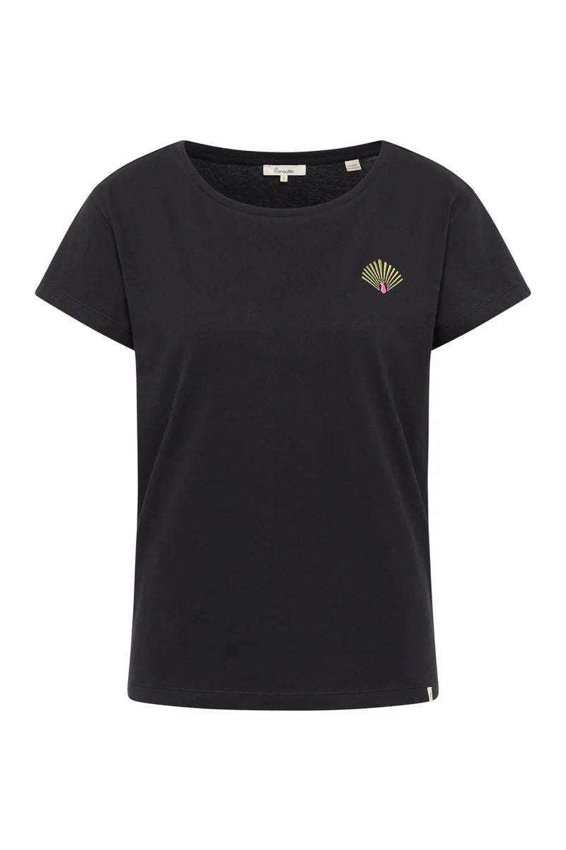 T-shirt in schwarz mit Stickerei von Tranquillo