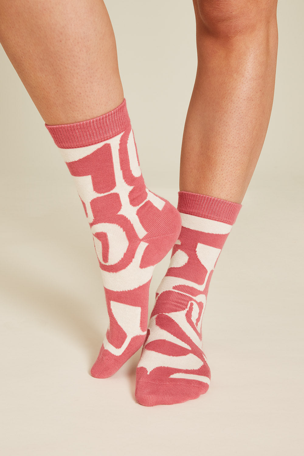 Socken abstrakt offwhite/rose wine