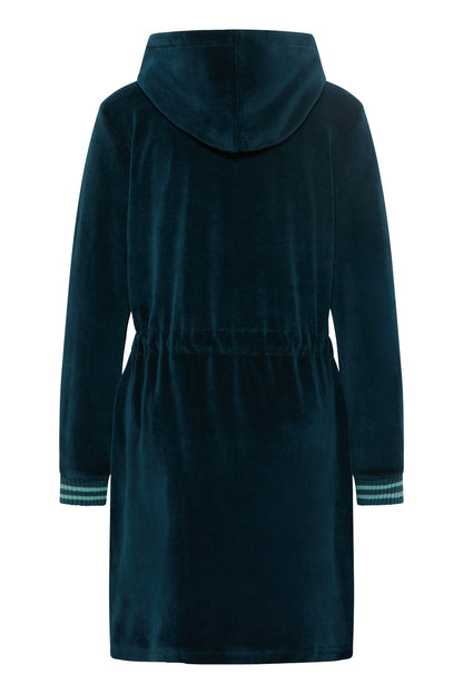SALE: Velours-Kleid in Dunkelblau mit Kapuze von Tranquillo