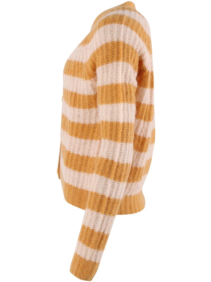 Woll-Cardigan in Nougat/Honig gestreift von Danefae