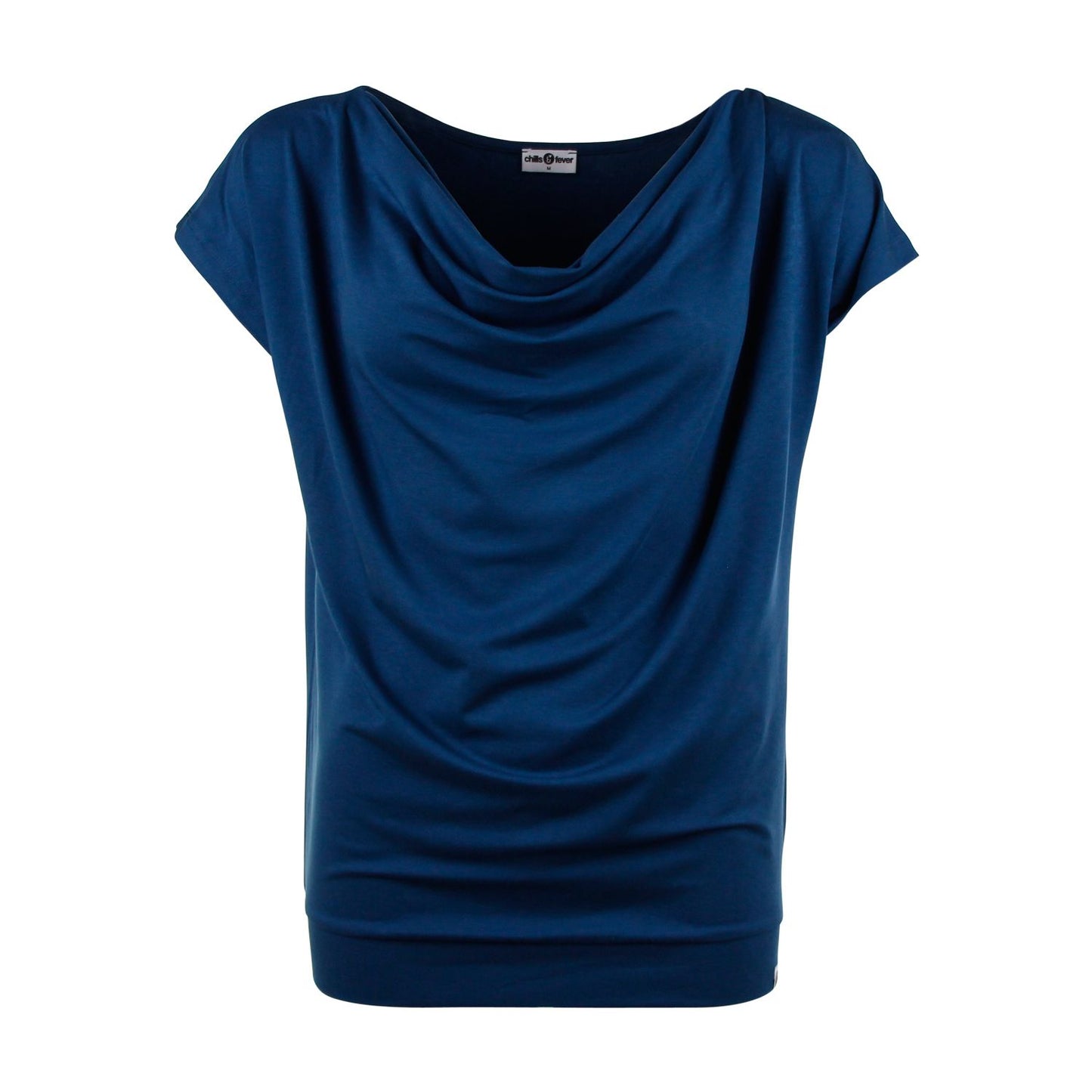 T-shirt mit Wasserfall-Kragen in Majolica Blue von Chills&Fever