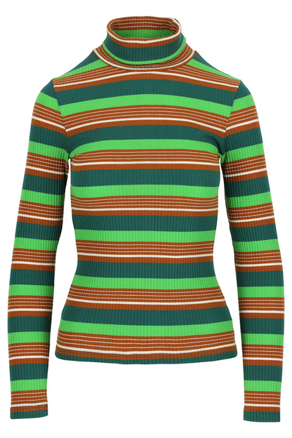 SALE -50%: Rollkragen-Pulli Grün/Rost gestreift von Lily Balou