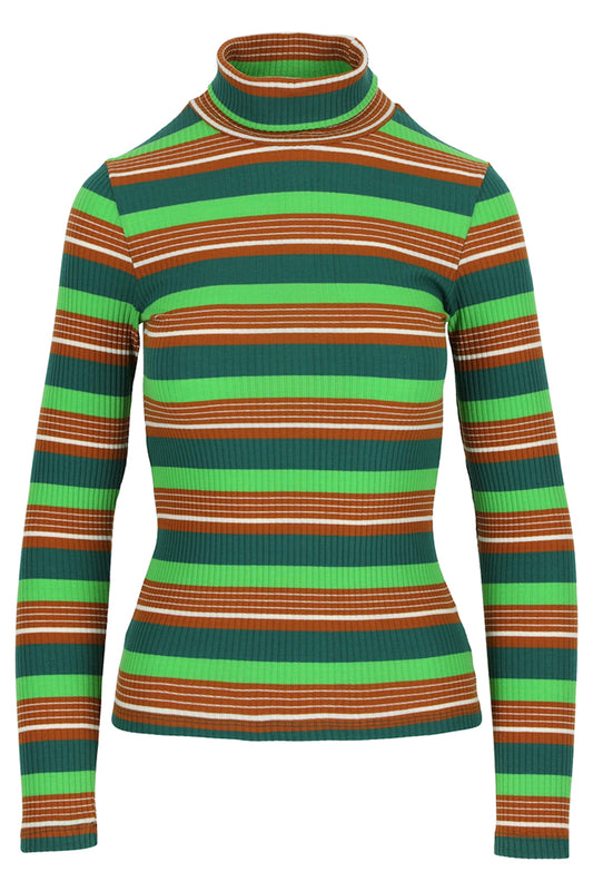 SALE -50%: Rollkragen-Pulli Grün/Rost gestreift von Lily Balou