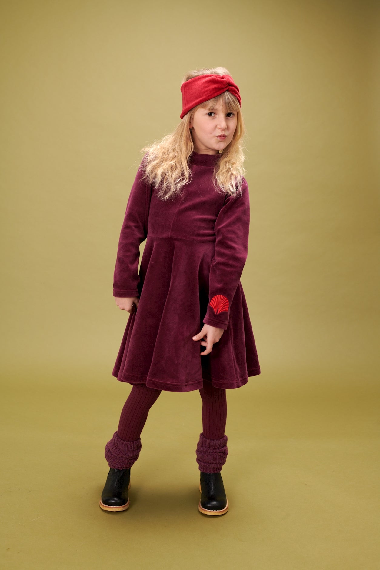 SALE: Velours-Kleid uni Grape Wine von Lily Balou