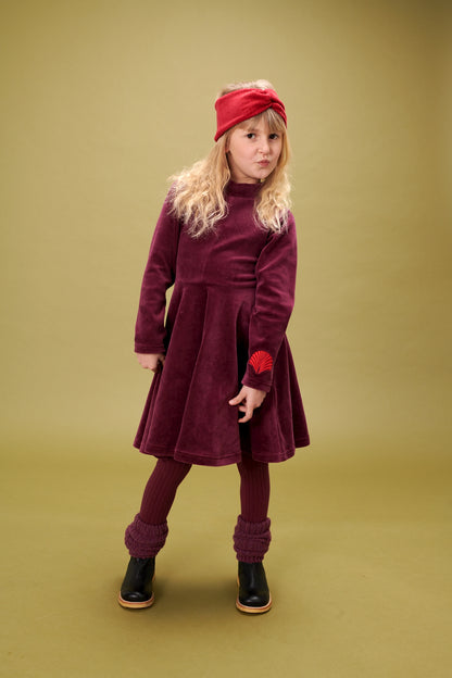 SALE: Velours-Kleid uni Grape Wine von Lily Balou