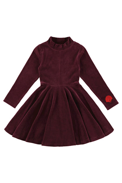 SALE: Velours-Kleid uni Grape Wine von Lily Balou