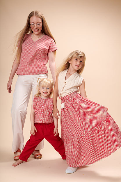 SALE: Langer Jupe kariert weiss/rot von Lily Balou